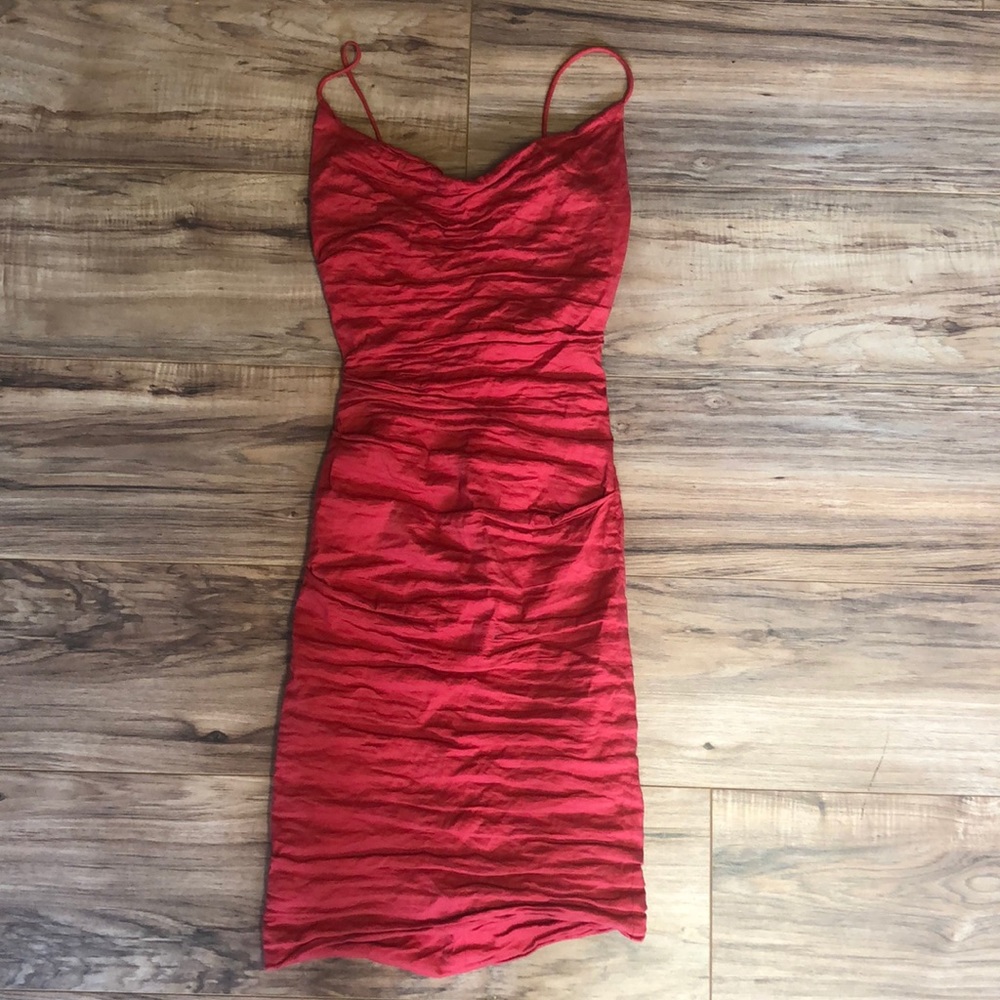 Nicole Miller Coral Red Pink Bodycon Dress Size 4